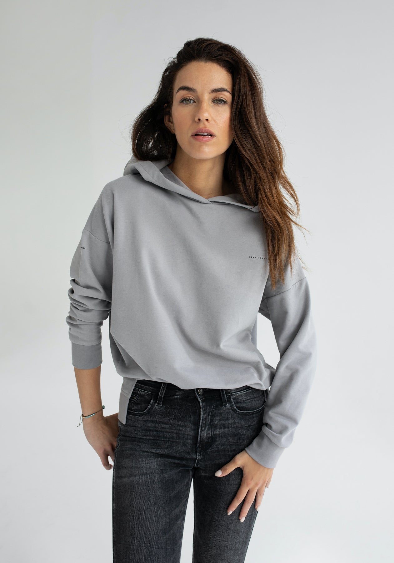 Women bluza bawełna organiczna Light gray - Oversized