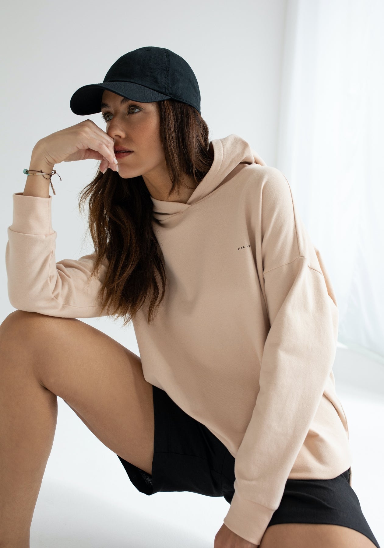 Women hoodie organic cotton Beige - Oversized