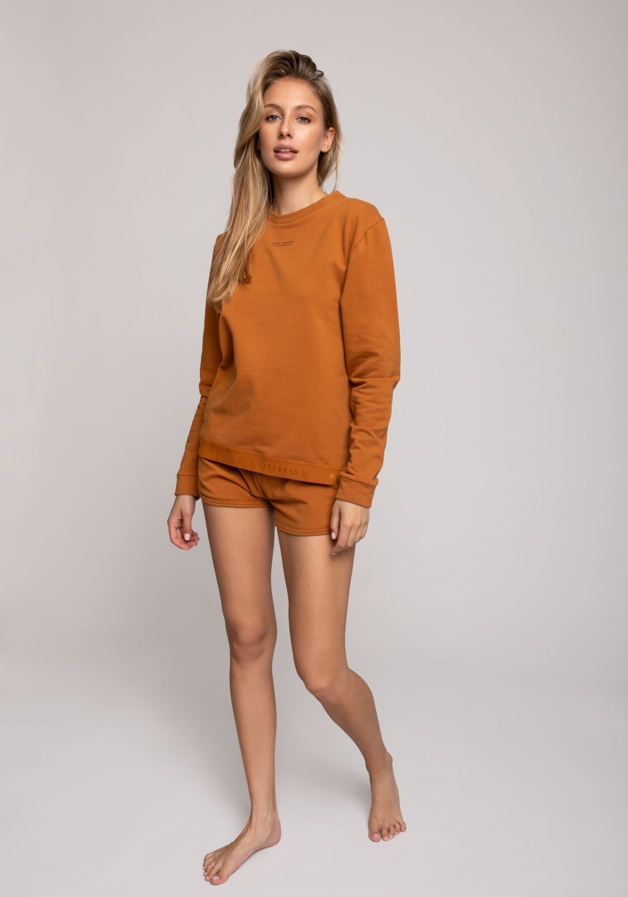 Women bluza bez kaptura z bawełny organicznej Burnt ochre - regular