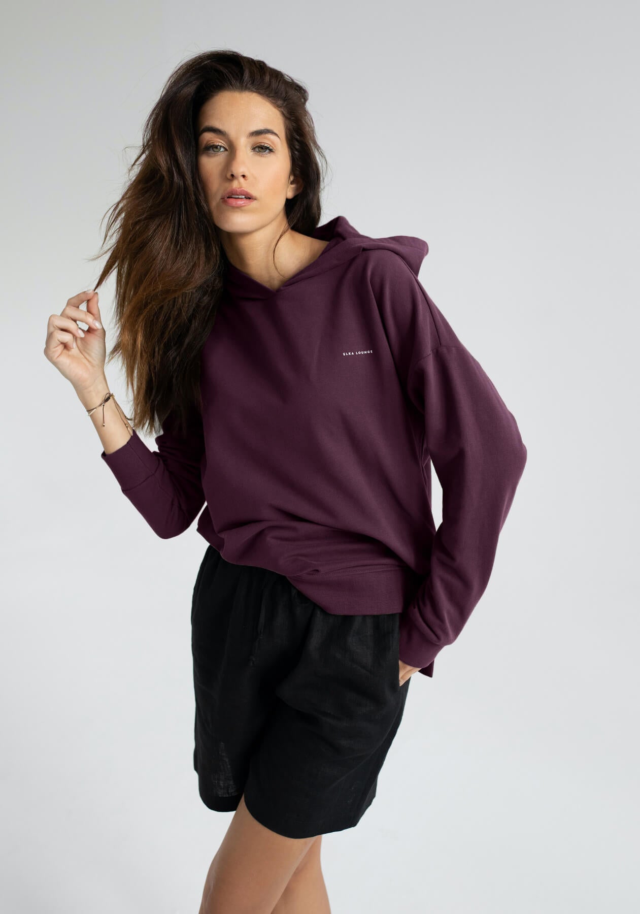 Dámska mikina s kapucňou z biobavlny Purple - Oversized