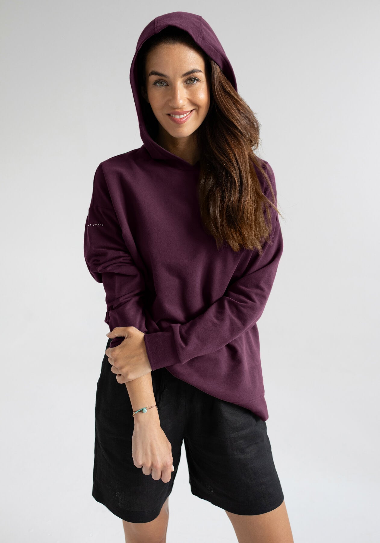 Women bluza bawełna organiczna Purple - Oversized