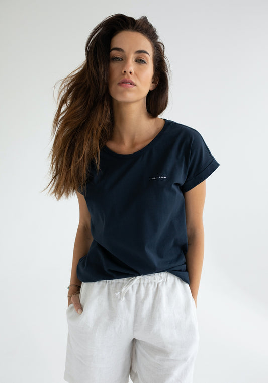 Women koszulka z bawełny organicznej Deep blue - loose fit