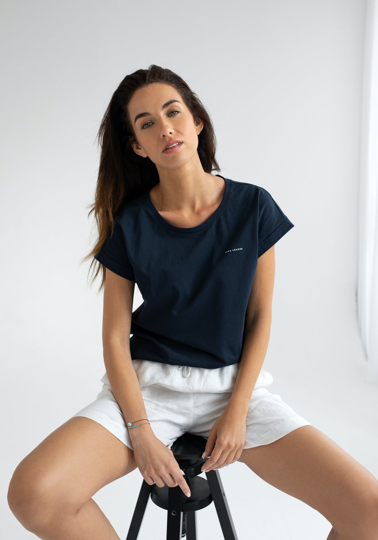 Women t-shirt organic cotton Deep blue - loose fit