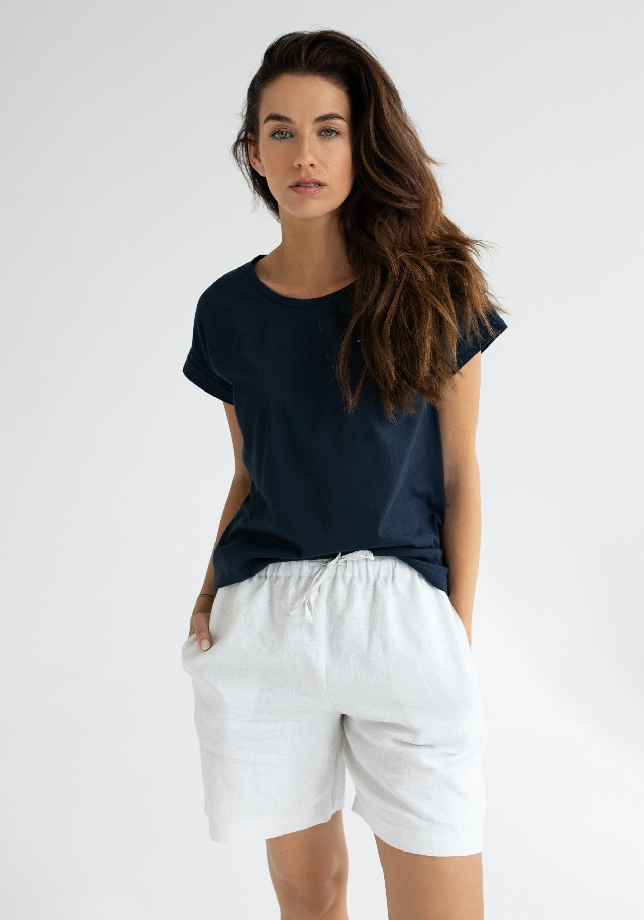 Women t-shirt organic cotton Deep blue - loose fit