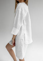 Women's linen top open back - regular fit