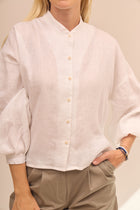 Dámská lněná košile V crop - oversized