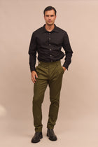 Pánské bavlněné elegantní kalhoty s přezkou - Regular-fit