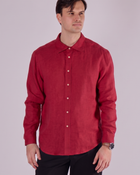 Men's linen shirt with collar - regular fit