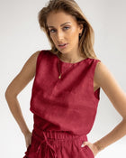Women's linen crop top - regular fit